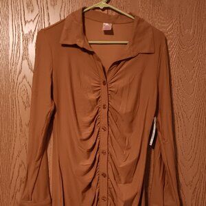 No Boundaries Brown/Tan Button-Up Juniors Dress Size Large 11/13